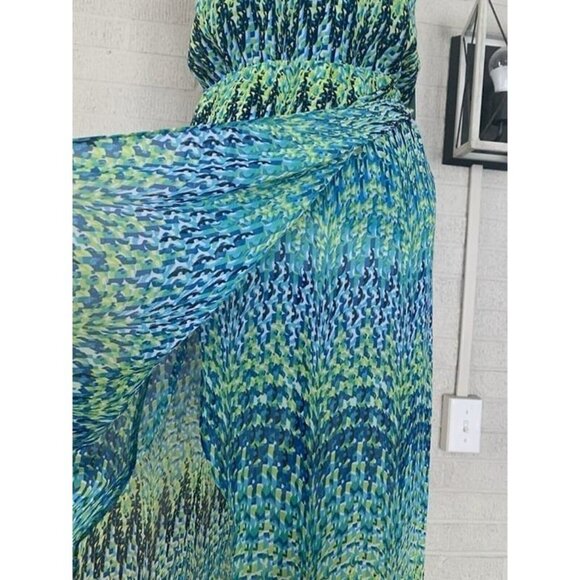 Laundry by Shelli Segal NWT $168 Diva Blue Strappy Dress Size 4 Hi-Lo Wrap Flowy - Picture 5 of 12